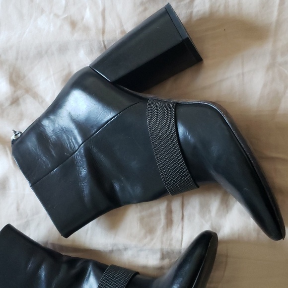 BRUNELLO CUCINELLI Leather Monili Chain Strap Chunky Ankle Boots black size 37 - Picture 4 of 12